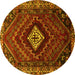 Round Persian Yellow Traditional Rug, tr865yw
