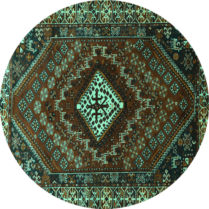 Round Persian Turquoise Traditional Rug, tr865turq
