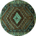Round Persian Turquoise Traditional Rug, tr865turq