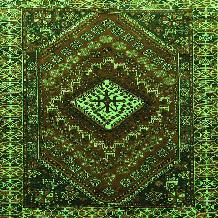 Round Machine Washable Persian Green Traditional Area Rugs, wshtr865grn