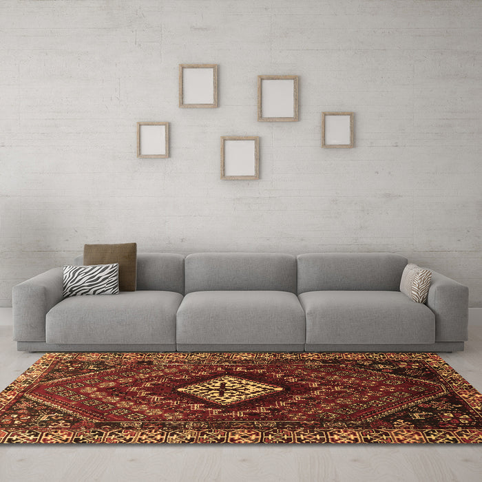 Machine Washable Persian Brown Traditional Rug in a Living Room,, wshtr865brn