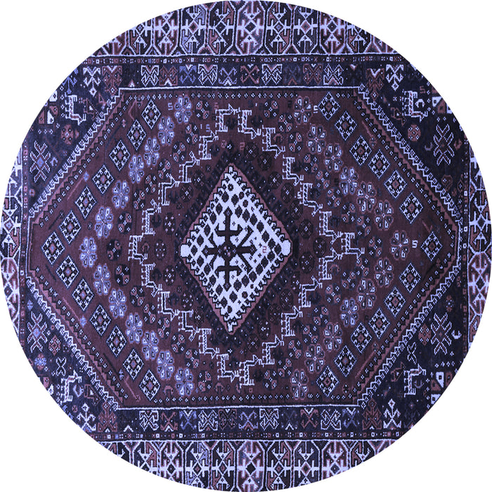 Round Machine Washable Persian Blue Traditional Rug, wshtr865blu