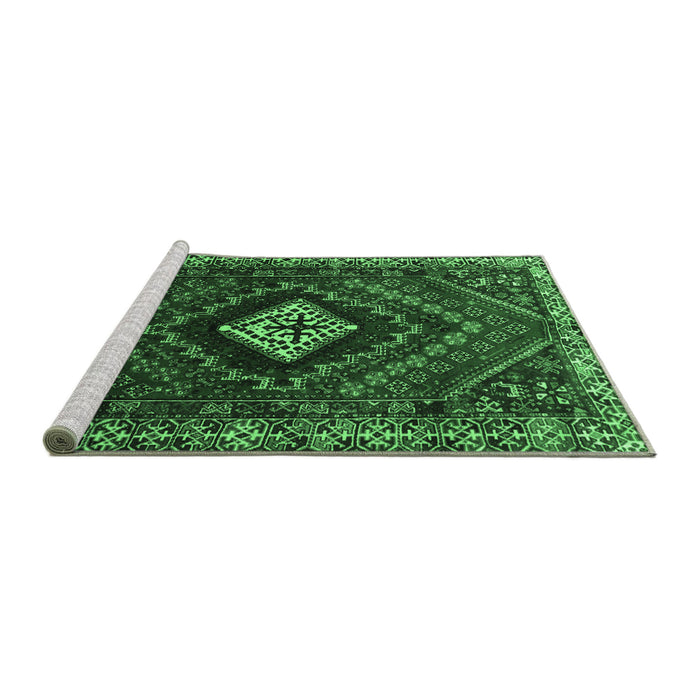 Sideview of Machine Washable Persian Emerald Green Traditional Area Rugs, wshtr865emgrn
