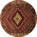 Round Machine Washable Persian Brown Traditional Rug, wshtr865brn