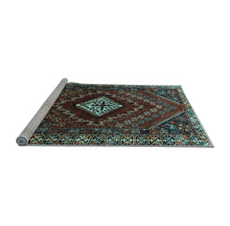 Sideview of Machine Washable Persian Light Blue Traditional Rug, wshtr865lblu
