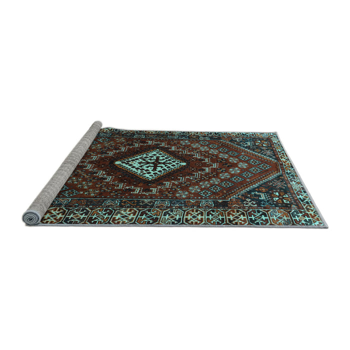 Sideview of Machine Washable Persian Light Blue Traditional Rug, wshtr865lblu