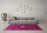 Machine Washable Persian Pink Traditional Rug, wshtr865pnk