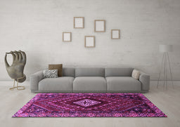 Machine Washable Persian Purple Traditional Area Rugs in a Living Room, wshtr865pur