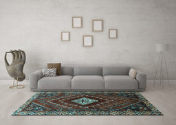 Machine Washable Persian Light Blue Traditional Rug in a Living Room, wshtr865lblu