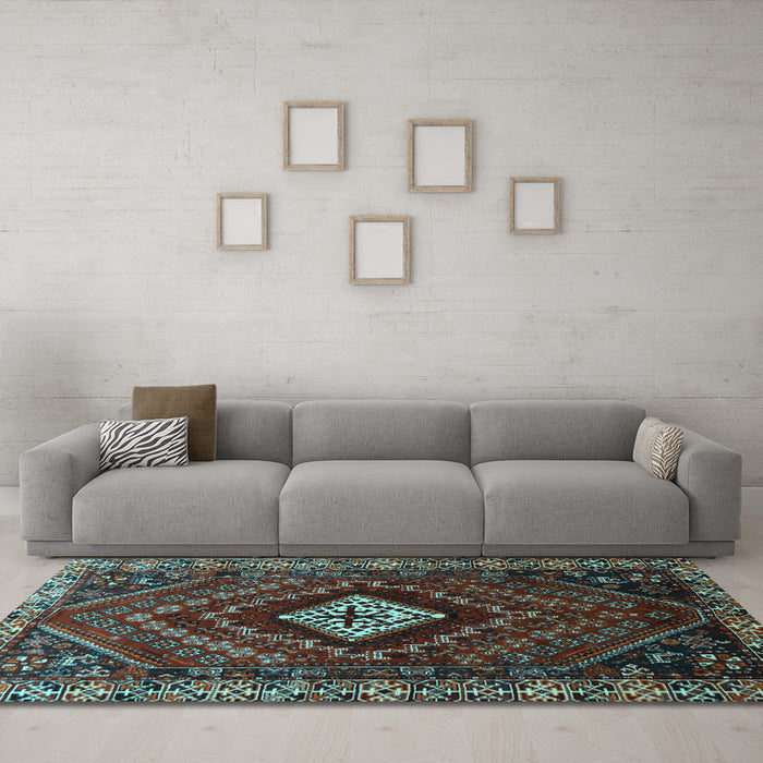 Machine Washable Persian Light Blue Traditional Rug in a Living Room, wshtr865lblu