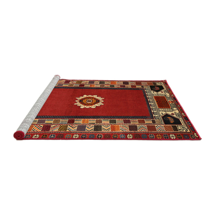 Sideview of Machine Washable Traditional Red Rug, wshtr866