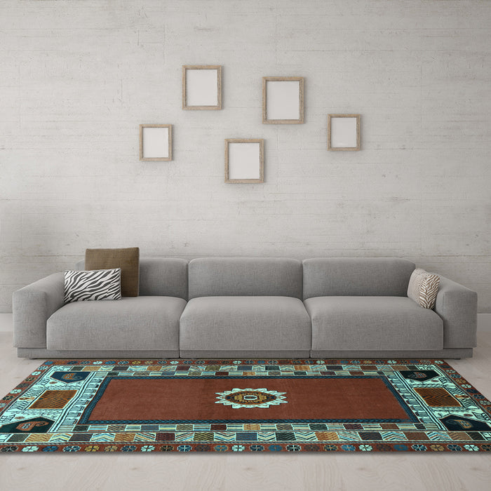 Machine Washable Persian Light Blue Traditional Rug in a Living Room, wshtr866lblu