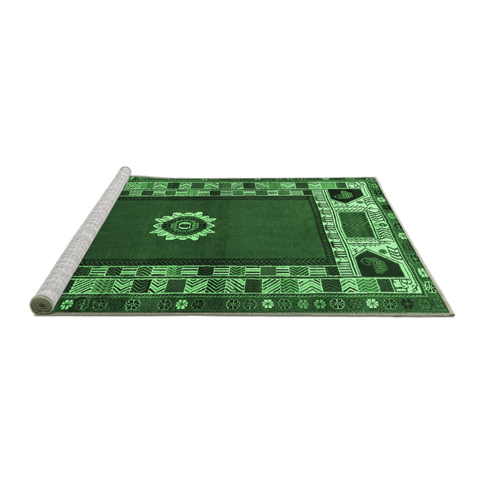 Sideview of Machine Washable Persian Emerald Green Traditional Area Rugs, wshtr866emgrn