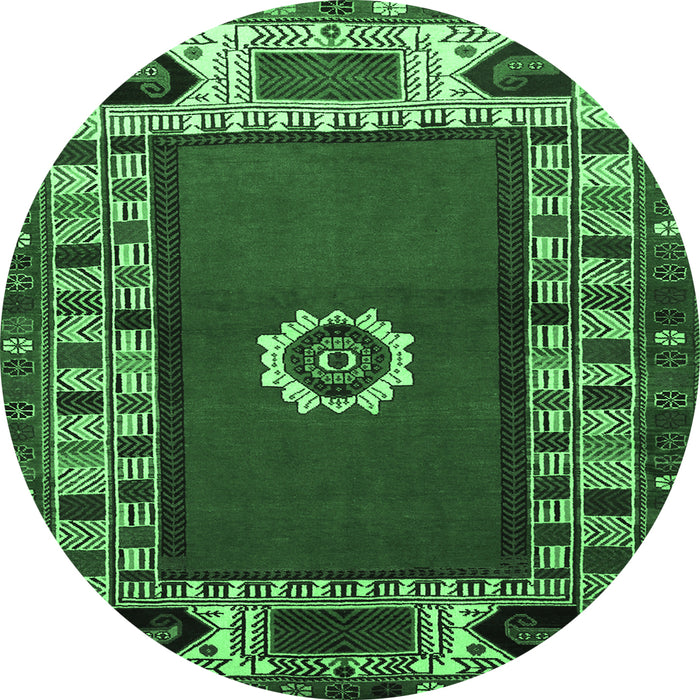 Round Persian Emerald Green Traditional Rug, tr866emgrn