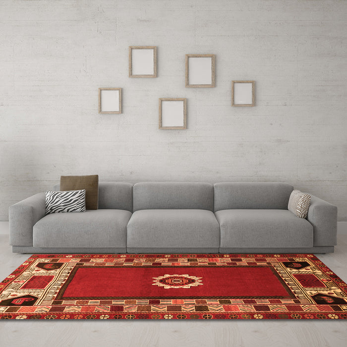 Machine Washable Persian Orange Traditional Area Rugs in a Living Room, wshtr866org