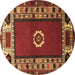 Round Persian Brown Traditional Rug, tr866brn