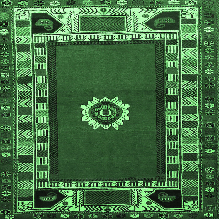Square Persian Emerald Green Traditional Rug, tr866emgrn