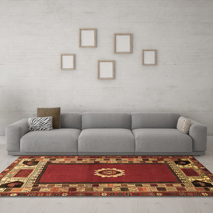 Machine Washable Persian Brown Traditional Rug in a Living Room,, wshtr866brn