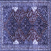 Square Machine Washable Persian Blue Traditional Rug, wshtr867blu