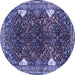 Round Machine Washable Persian Blue Traditional Rug, wshtr867blu