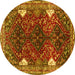 Round Persian Yellow Traditional Rug, tr867yw