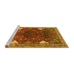 Sideview of Machine Washable Persian Yellow Traditional Rug, wshtr867yw