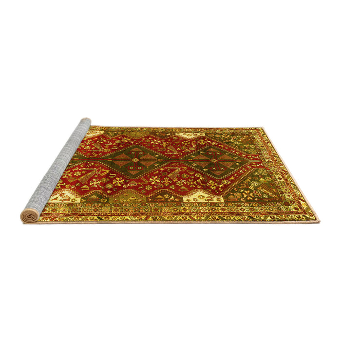 Sideview of Machine Washable Persian Yellow Traditional Rug, wshtr867yw