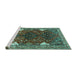 Sideview of Machine Washable Persian Turquoise Traditional Area Rugs, wshtr867turq