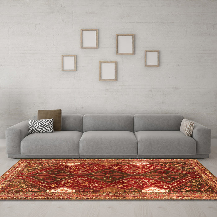 Machine Washable Persian Orange Traditional Area Rugs in a Living Room, wshtr867org