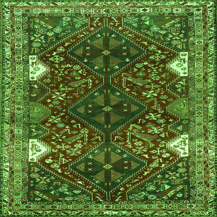 Round Machine Washable Persian Green Traditional Area Rugs, wshtr867grn