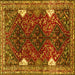 Square Machine Washable Persian Yellow Traditional Rug, wshtr867yw