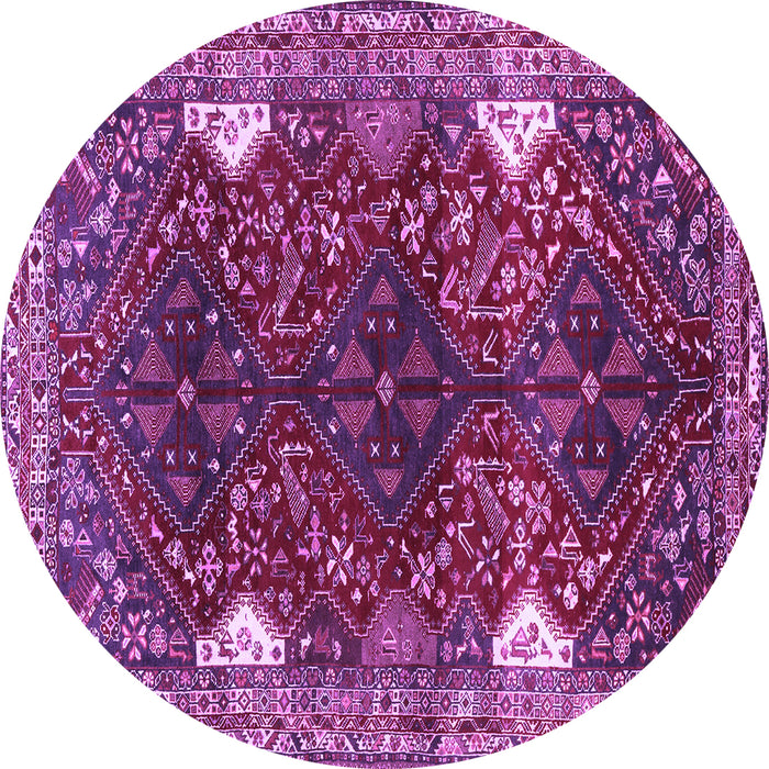 Round Machine Washable Persian Purple Traditional Area Rugs, wshtr867pur
