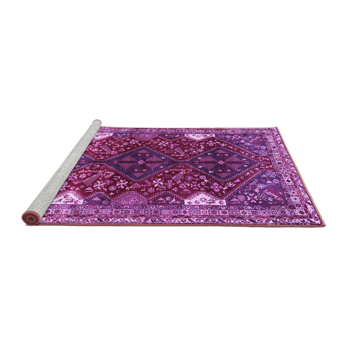 Sideview of Machine Washable Persian Purple Traditional Area Rugs, wshtr867pur