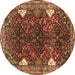 Round Persian Brown Traditional Rug, tr867brn