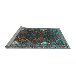 Sideview of Machine Washable Persian Light Blue Traditional Rug, wshtr867lblu