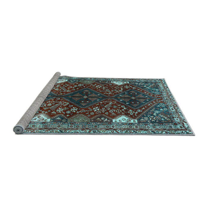 Sideview of Machine Washable Persian Light Blue Traditional Rug, wshtr867lblu
