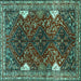 Square Machine Washable Persian Turquoise Traditional Area Rugs, wshtr867turq