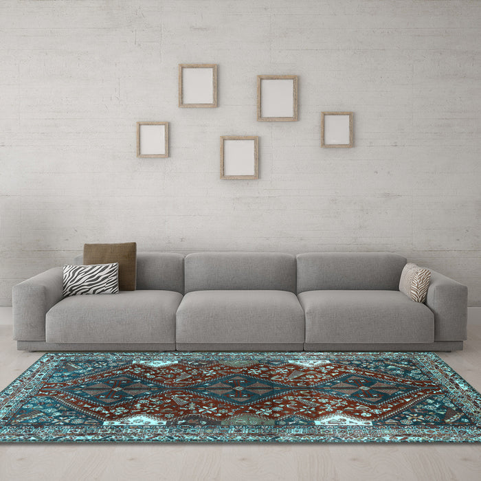 Machine Washable Persian Light Blue Traditional Rug in a Living Room, wshtr867lblu