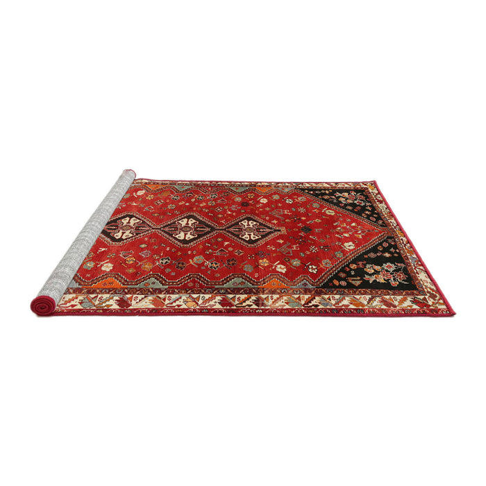 Sideview of Machine Washable Traditional Rust Pink Rug, wshtr868