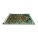 Sideview of Machine Washable Persian Turquoise Traditional Area Rugs, wshtr868turq