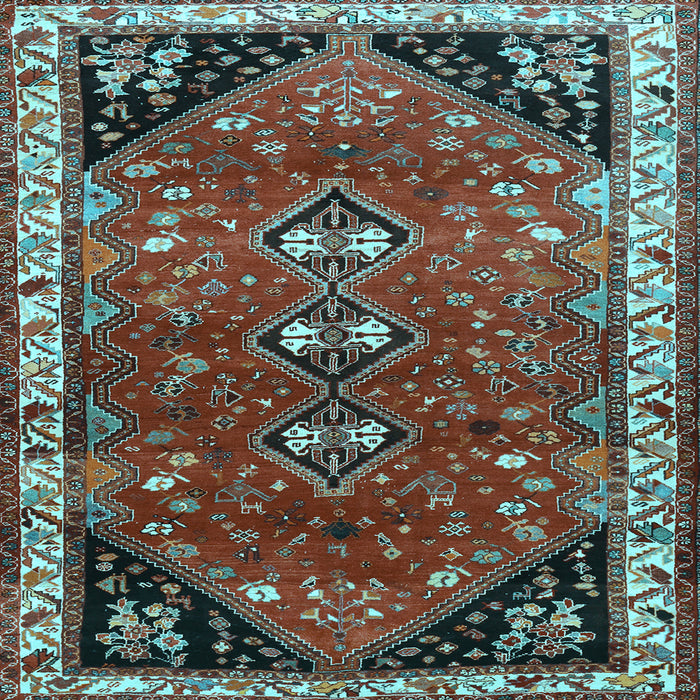 Square Machine Washable Persian Light Blue Traditional Rug, wshtr868lblu