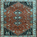 Square Machine Washable Persian Light Blue Traditional Rug, wshtr868lblu