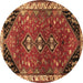 Round Persian Brown Traditional Rug, tr868brn