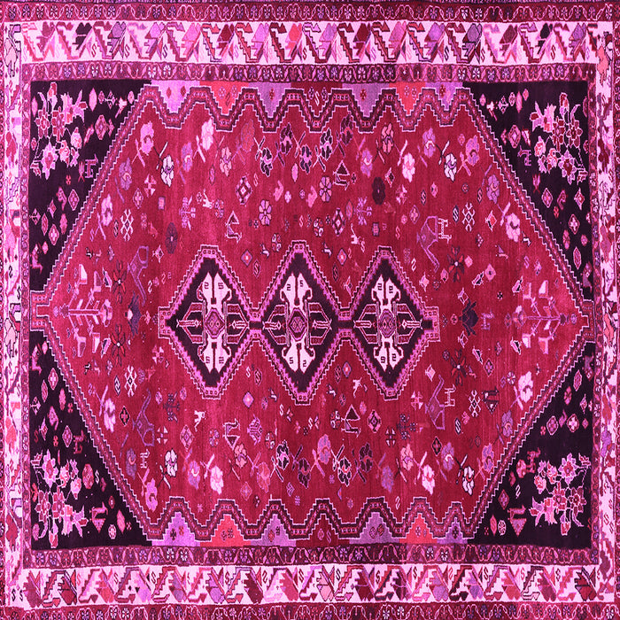 Square Machine Washable Persian Pink Traditional Rug, wshtr868pnk