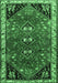 Machine Washable Persian Emerald Green Traditional Area Rugs, wshtr868emgrn