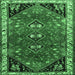 Square Machine Washable Persian Emerald Green Traditional Area Rugs, wshtr868emgrn