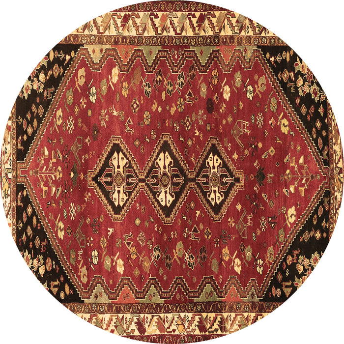 Round Machine Washable Persian Brown Traditional Rug, wshtr868brn