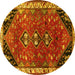 Round Persian Yellow Traditional Rug, tr868yw