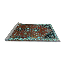 Sideview of Machine Washable Persian Light Blue Traditional Rug, wshtr868lblu