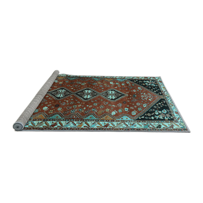 Sideview of Machine Washable Persian Light Blue Traditional Rug, wshtr868lblu
